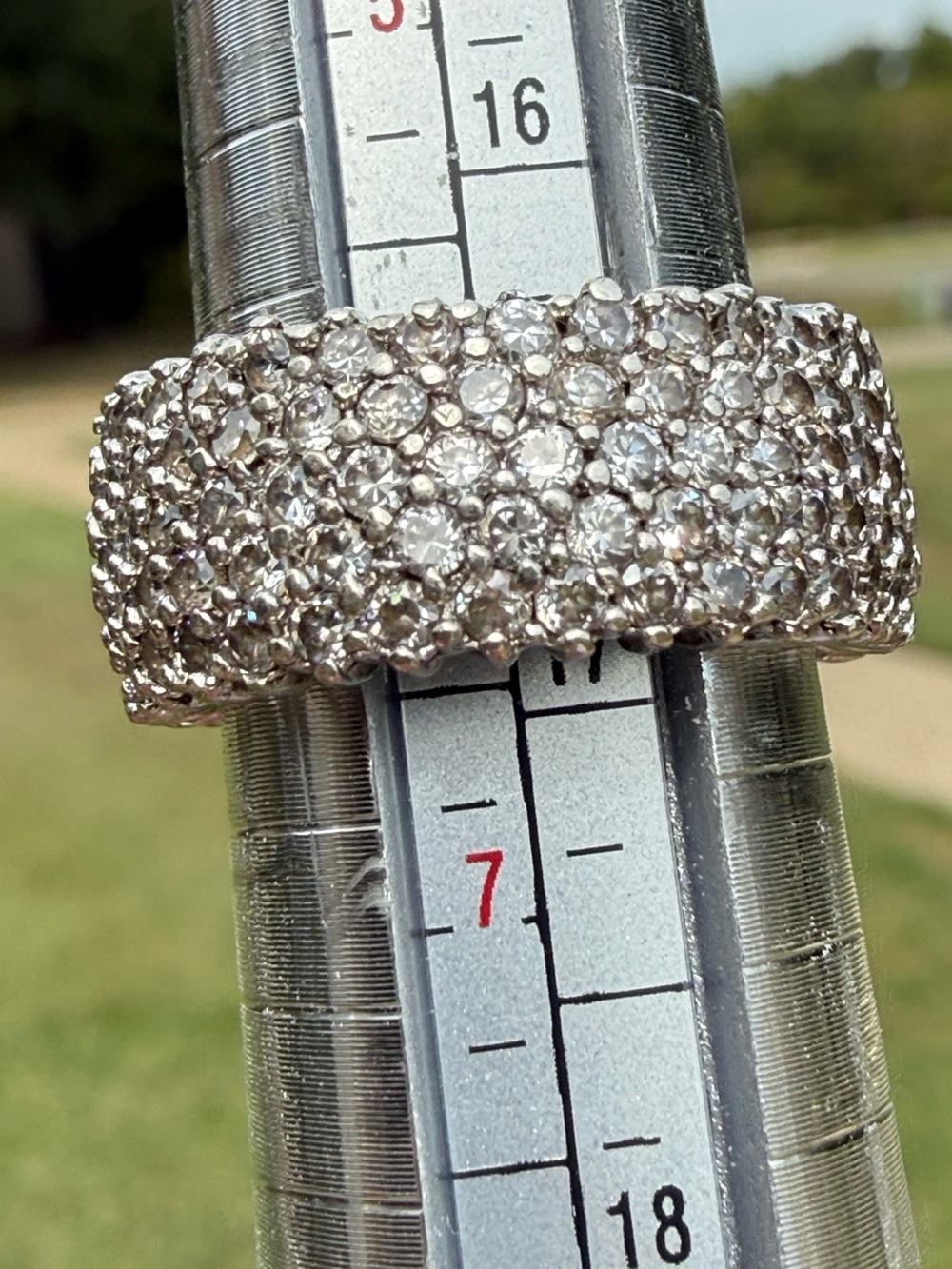 Sterling Silver Pavé Eternity Ring - Size 6.5 - 8 Grams - Picture 12 of 13
